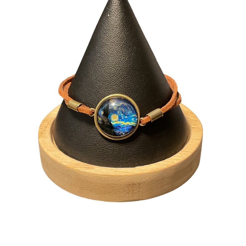 Boho Suede Bracelet With Galaxy Pendant & Adjustable Chain For Women